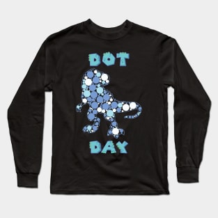 International Dot Day Blue Polka Dot T Rex Dinosaur Kids Long Sleeve T-Shirt